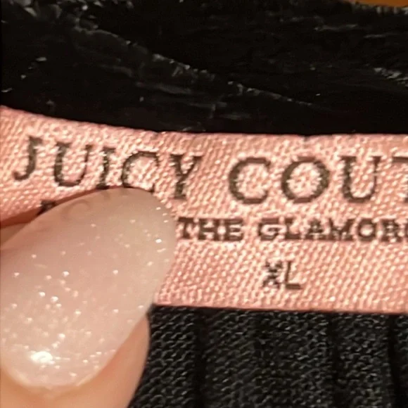 Women's Size XL Juicy Couture Short-Sleeve Dress Black With Velvet Trim - Picture 6 of 9